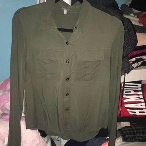 OLIVE GREEN DRESSY SHIRT